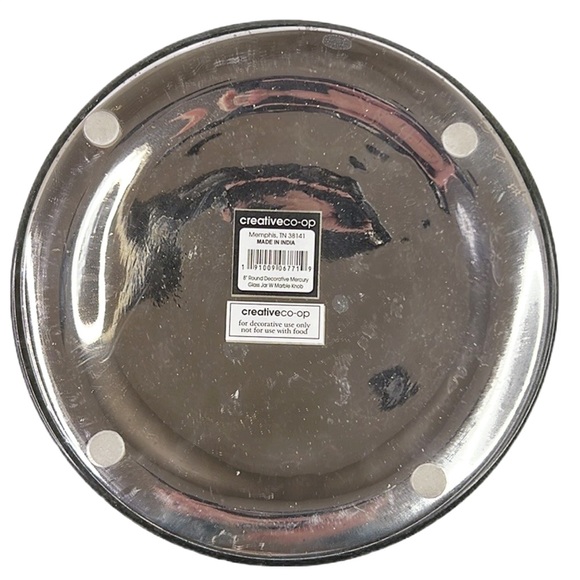 NEW Creative Co-Op 8” Round Mercury Glass Storage Container Pink Quartz Knob Lid - Picture 4 of 6